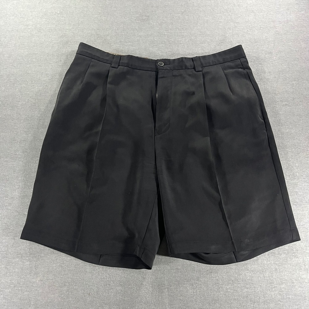 Tommy Bahama Mens 36 Black Pleated 100% Silk Shorts Casual Island Resort Wear